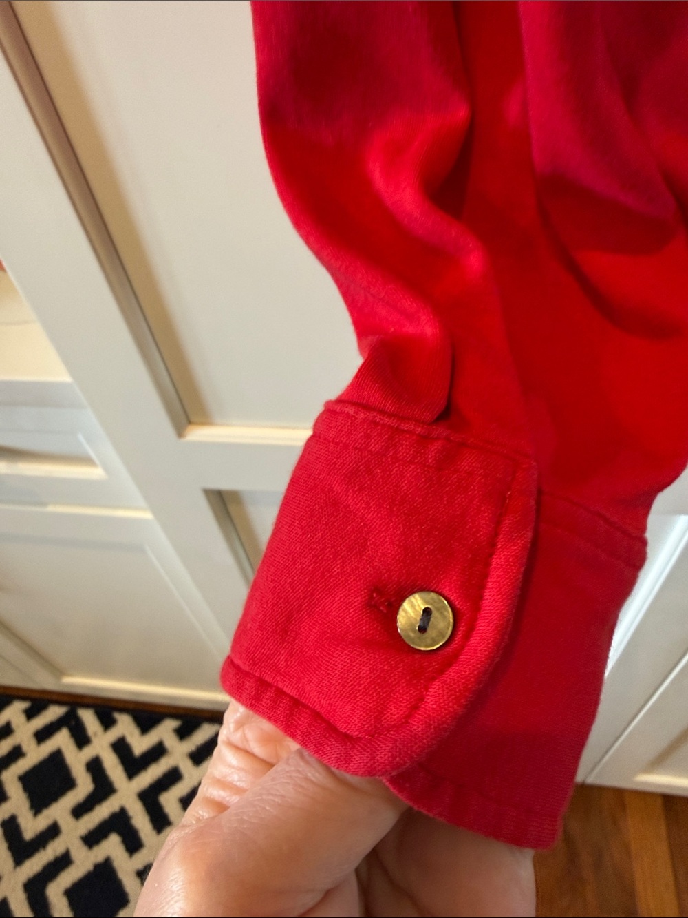 L.L.Bean Bright Red Pintuck Button-Front Shirt - Picture 5 of 6